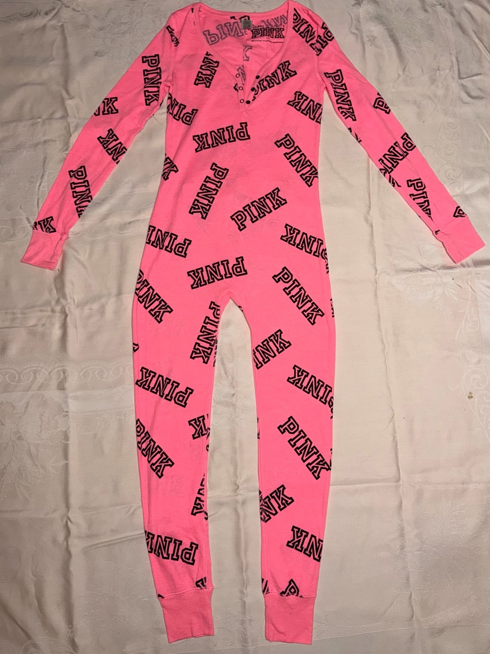 Victoria's Secret PINK waffle knit thermal onesie pajamas